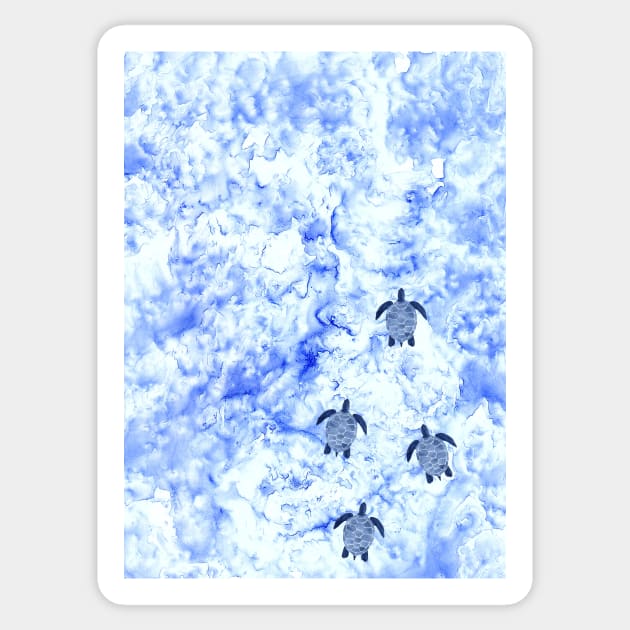 Sea Turtle Babies in the Ocean Watercolor Design Sticker by Sandraartist